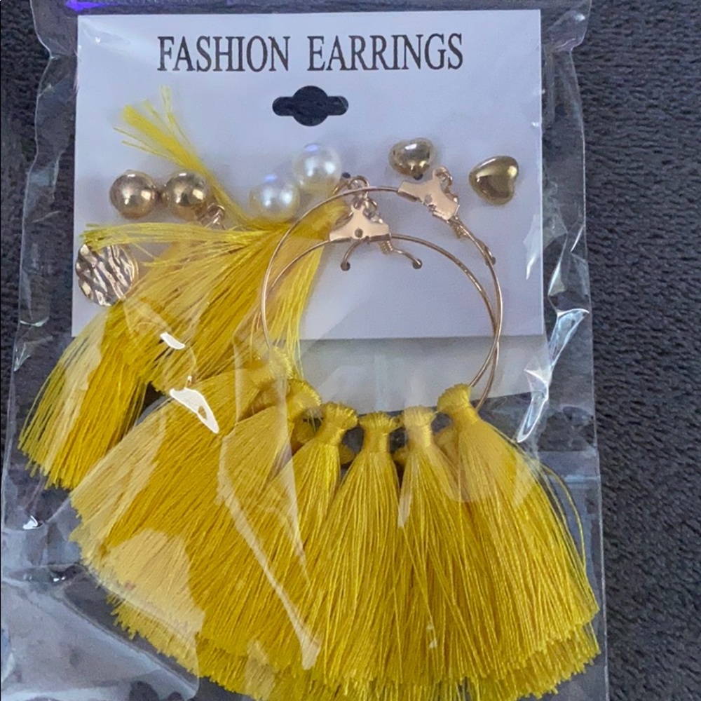 Yellow Tassel Earing Set